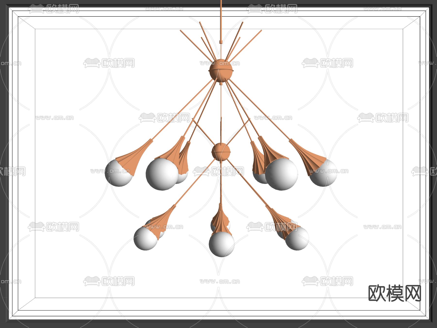 北欧多头吊灯su模型下载（渲染图2）