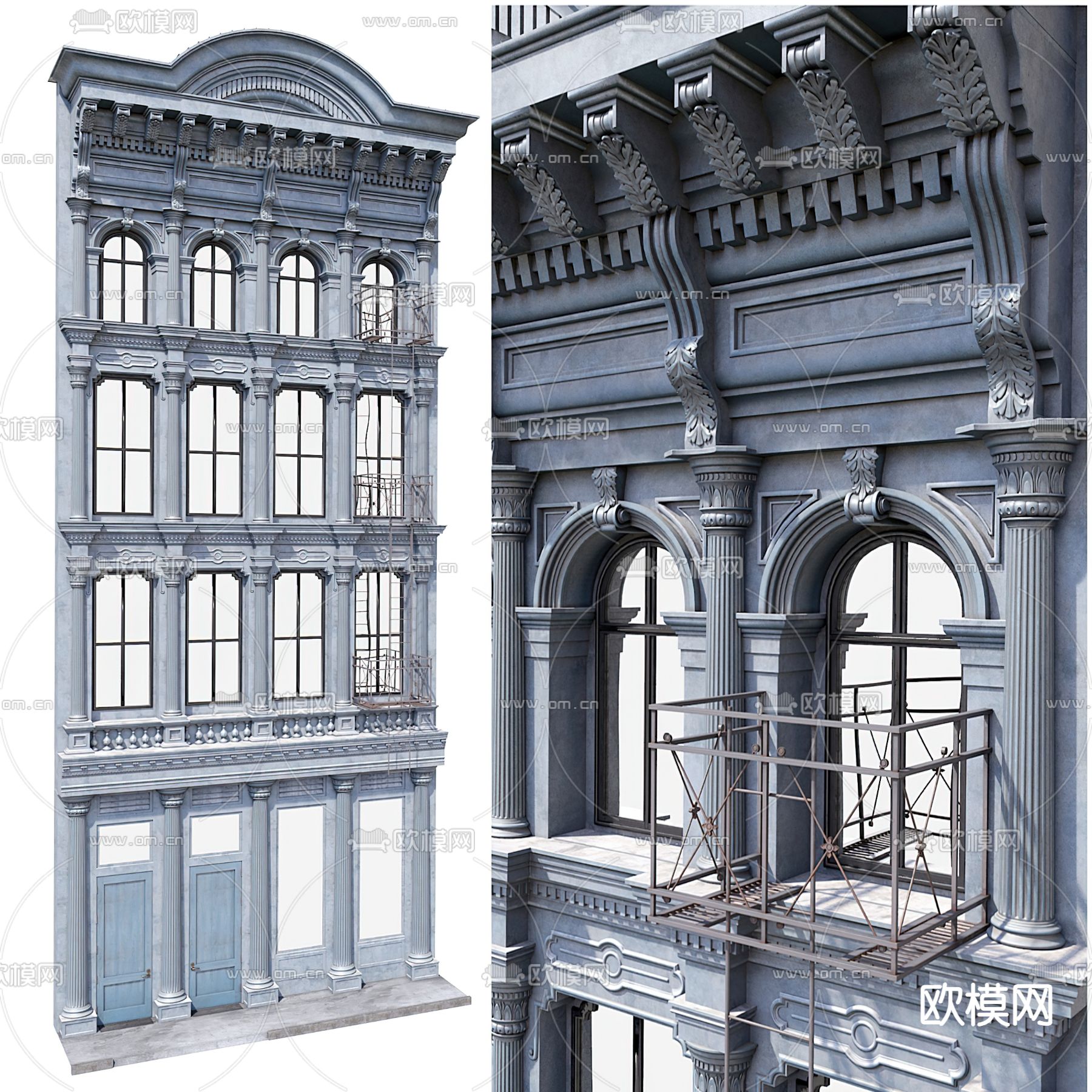 欧式建筑构件3d模型下载