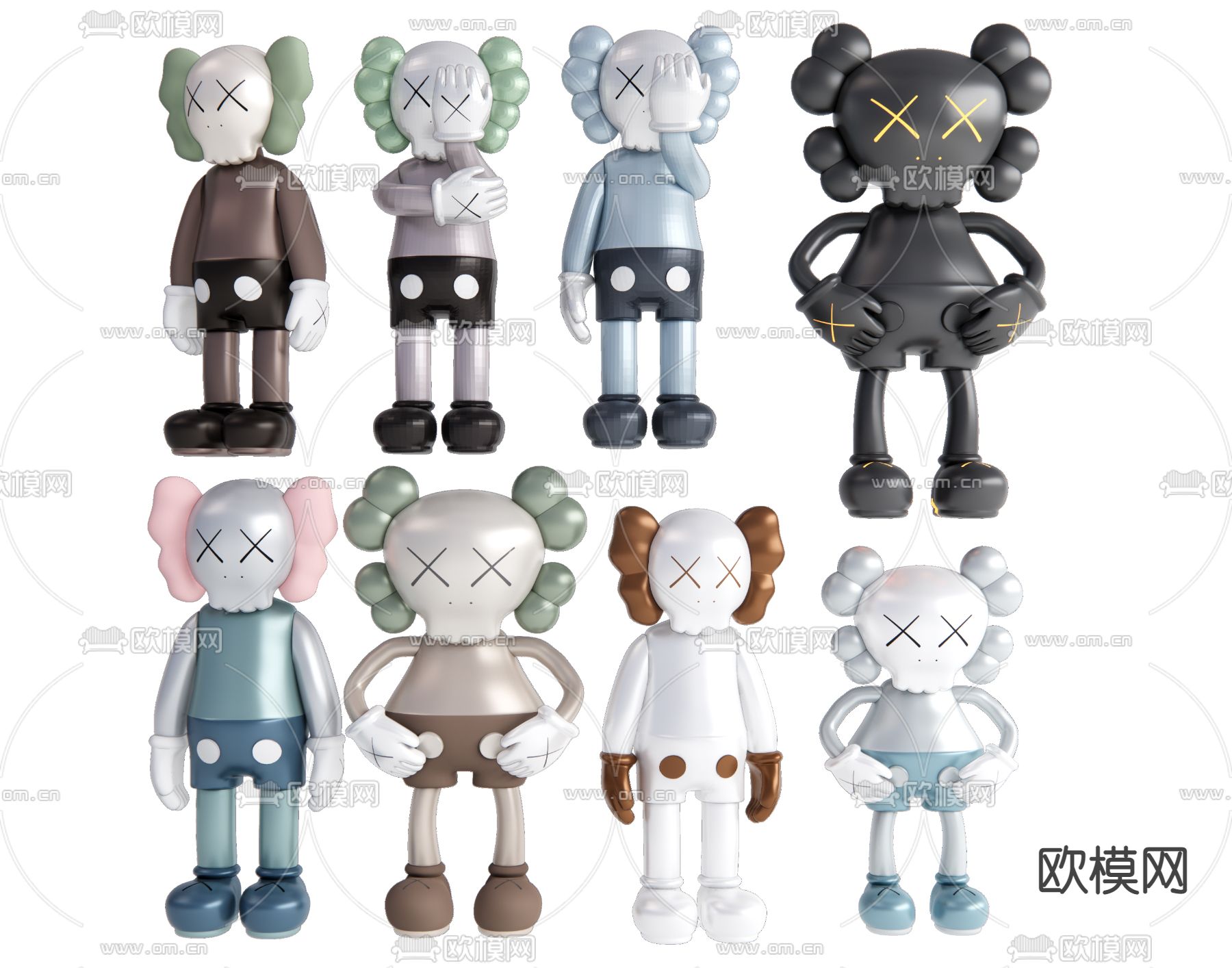 Kaws潮玩手办su模型下载（渲染图2）