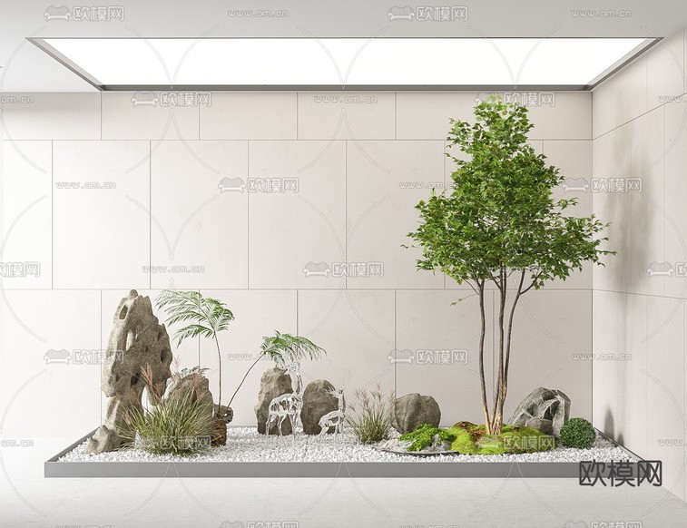 室内造景 花坛 植物堆3d模型下载
