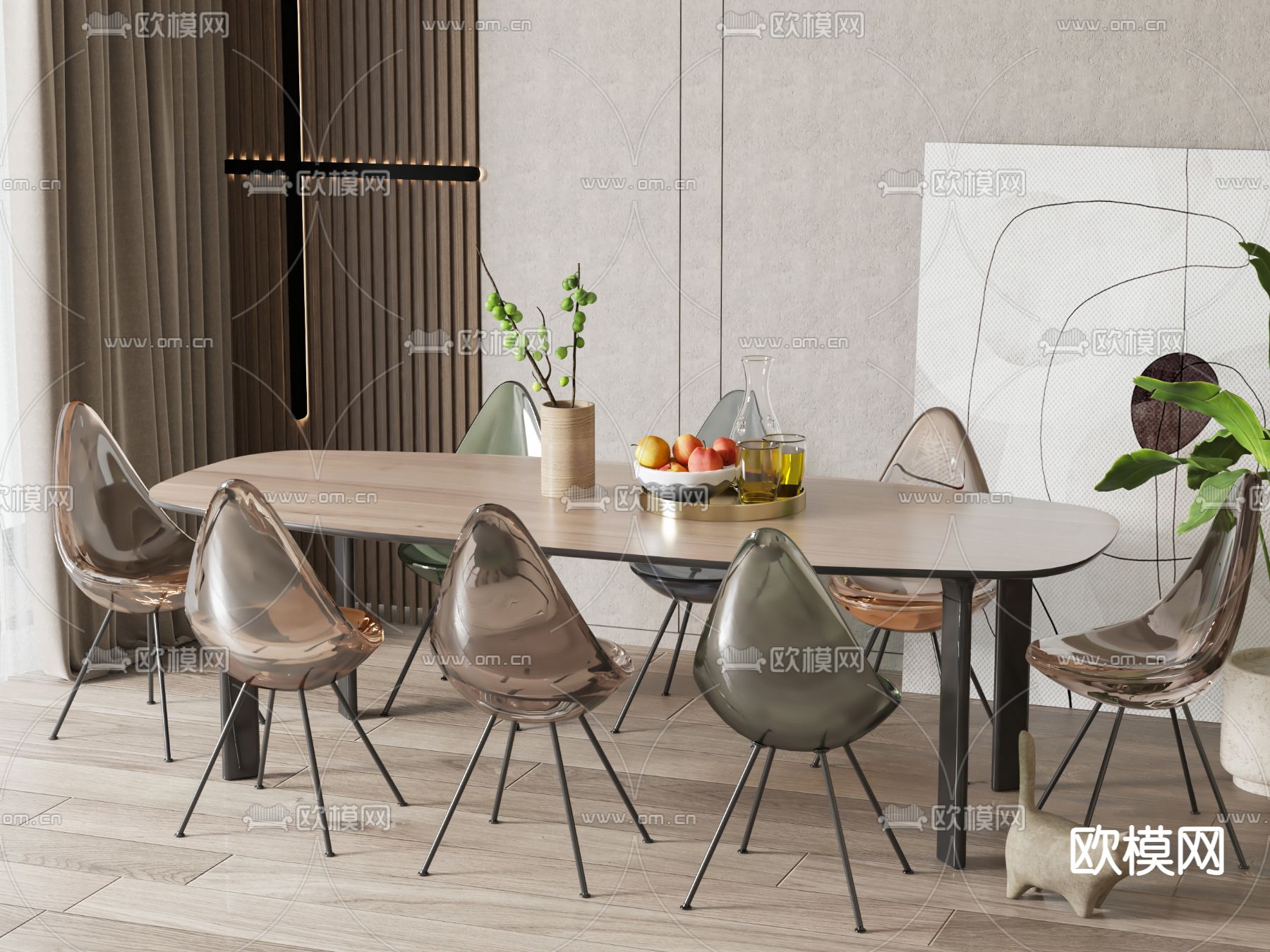 现代餐桌椅3d模型下载