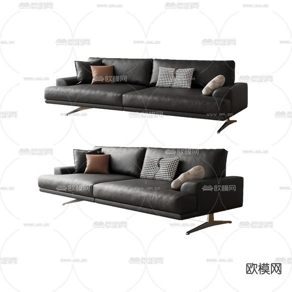 皮革双人沙发3d模型下载(渲染图2)