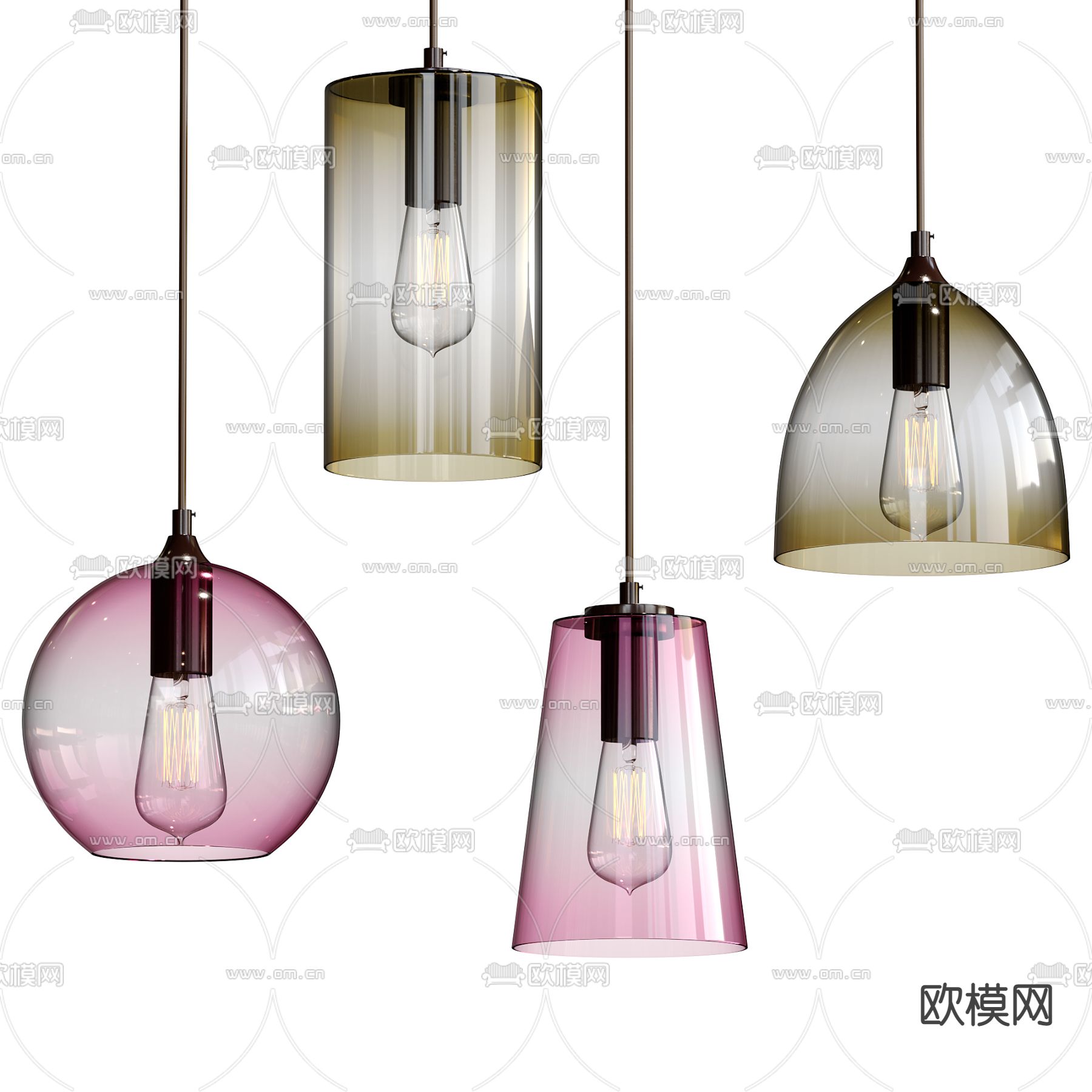 玻璃小吊灯3d模型下载（渲染图2）