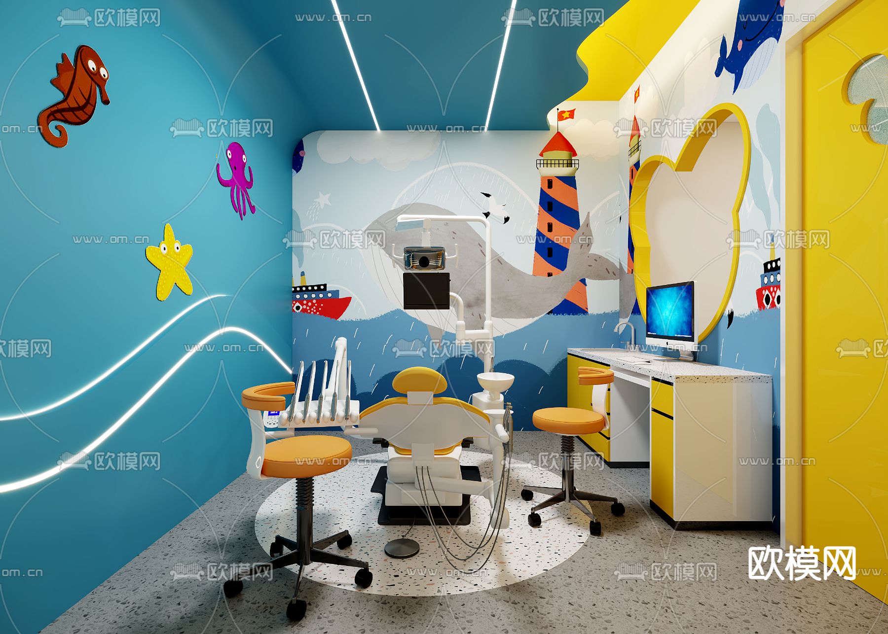儿童诊室 牙科3d模型下载
