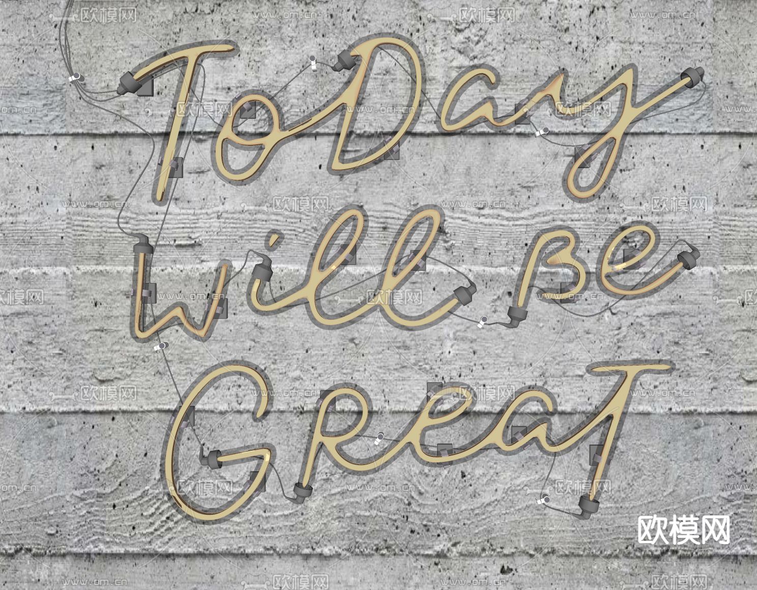 霓虹灯 网红灯 发光字su模型下载（渲染图2）