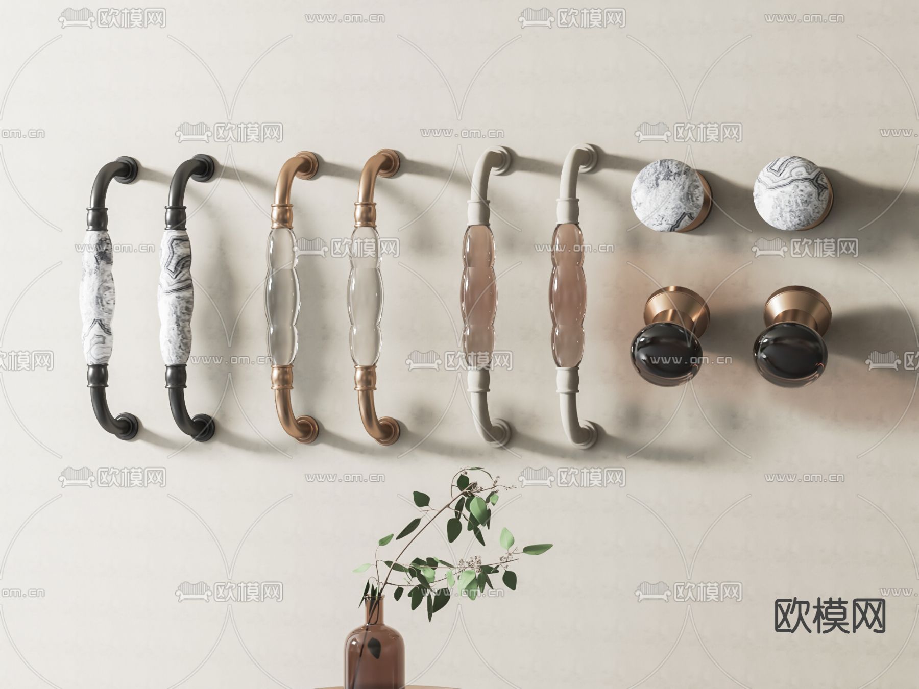 简欧拉手su模型下载（渲染图1）