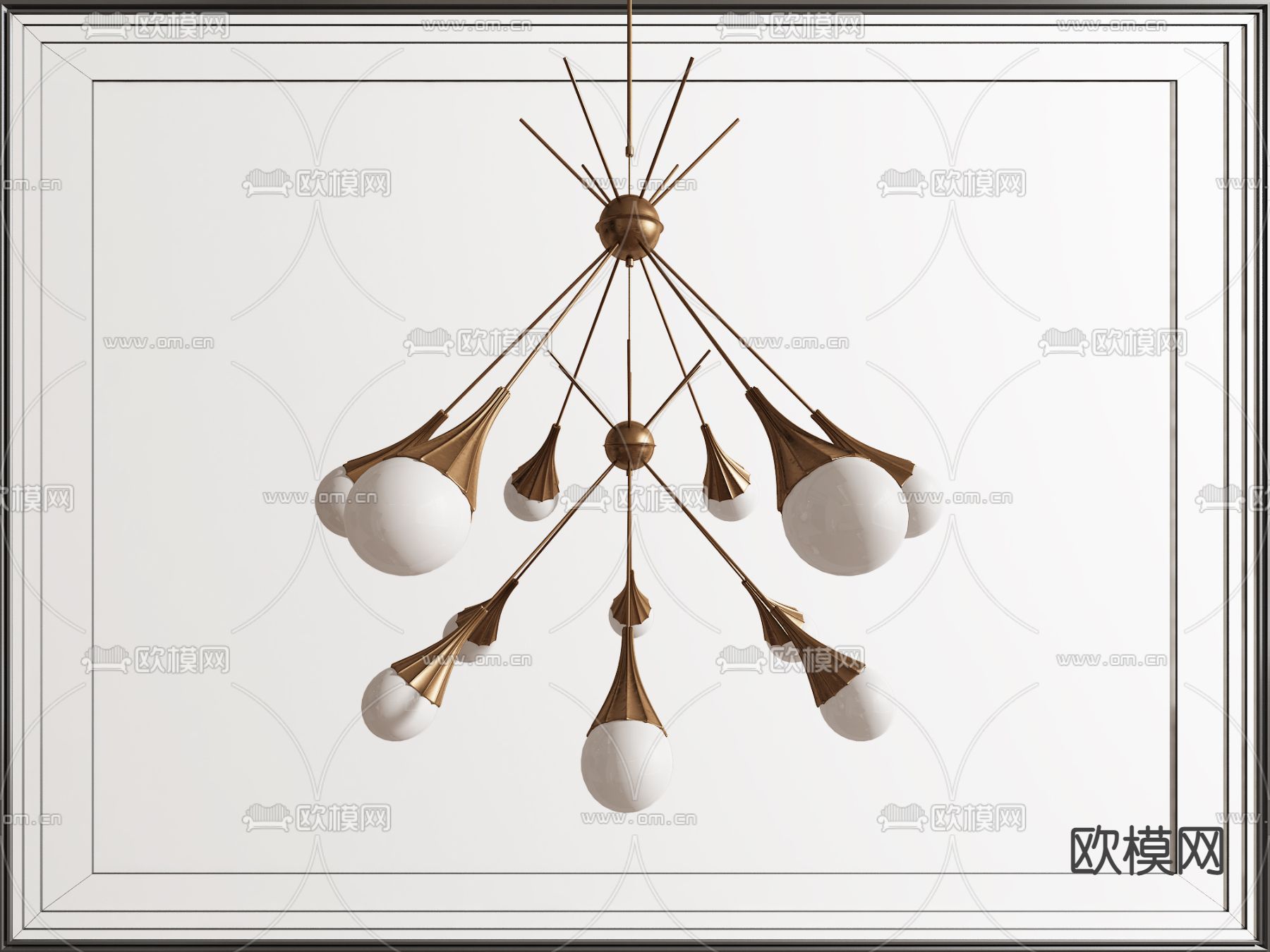 北欧多头吊灯su模型下载（渲染图1）