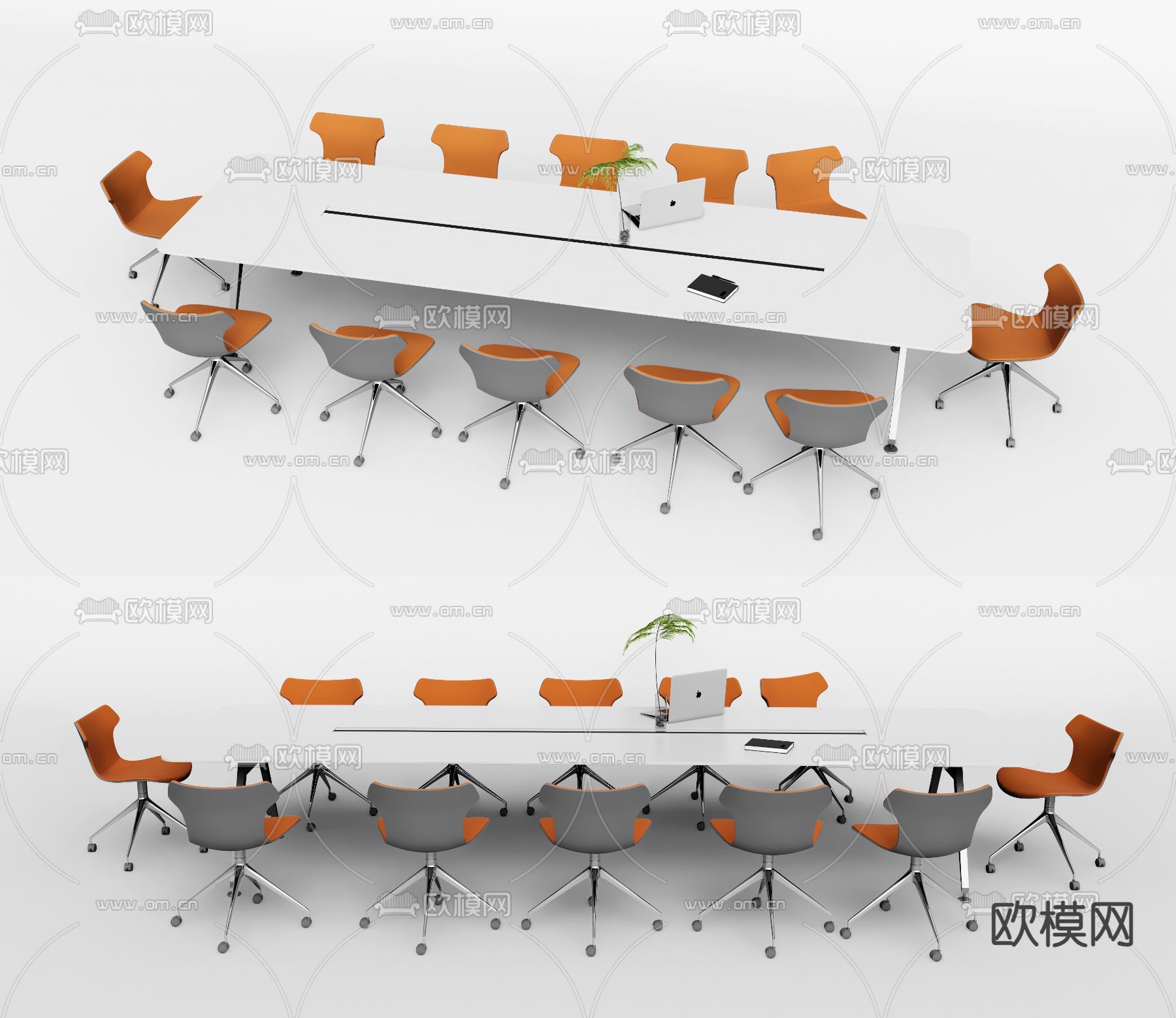 现代会议桌椅su模型下载（渲染图1）