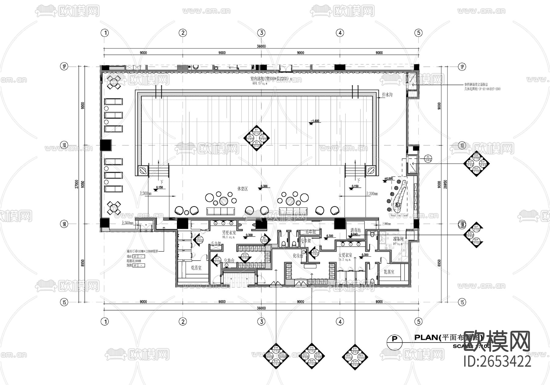 室内游泳池CAD施工图下载（渲染图3）