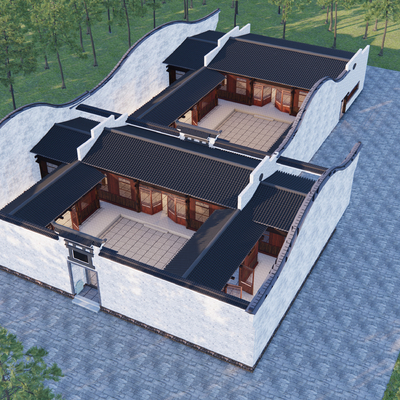  中式四合院 古建住宅su模型 