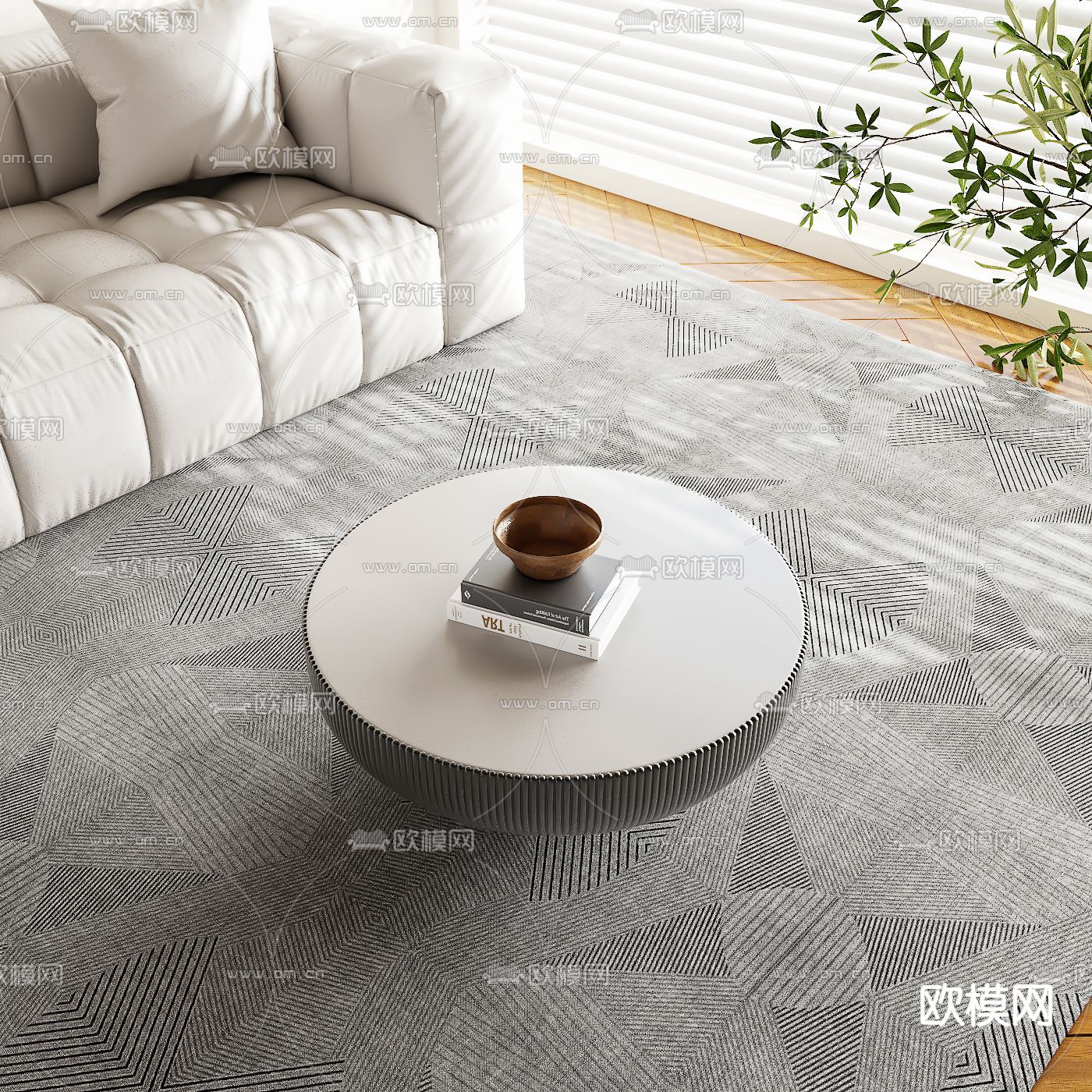 圆形茶几3d模型下载