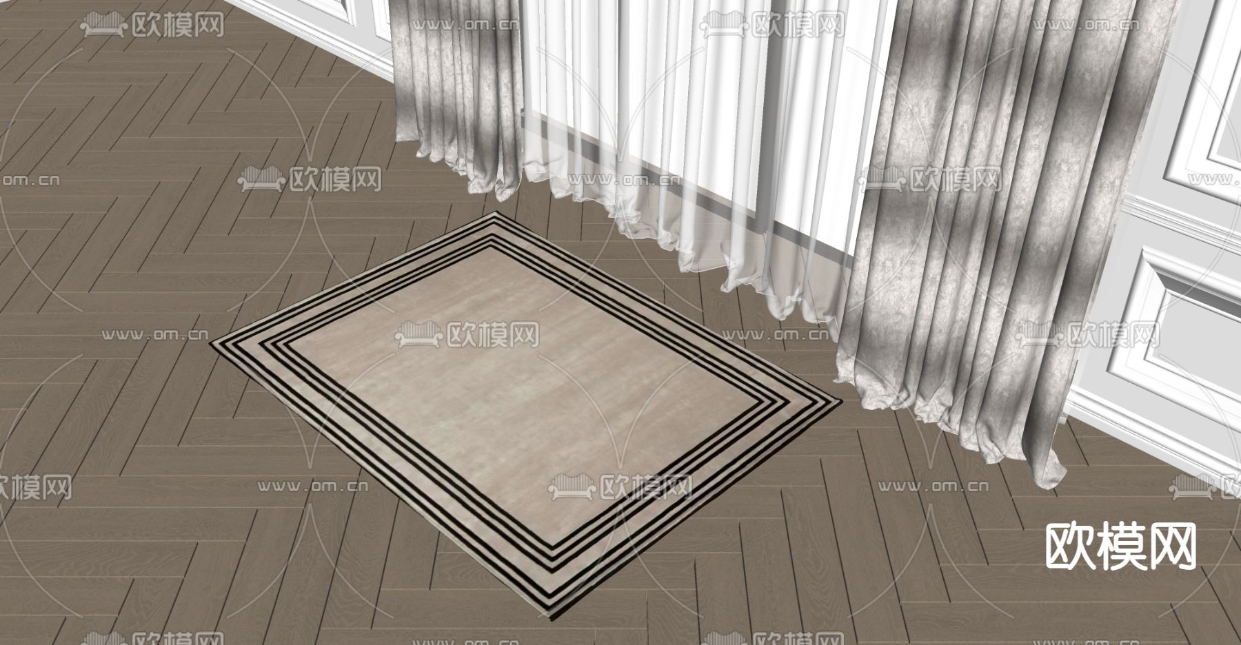 现代地毯su模型下载（渲染图2）