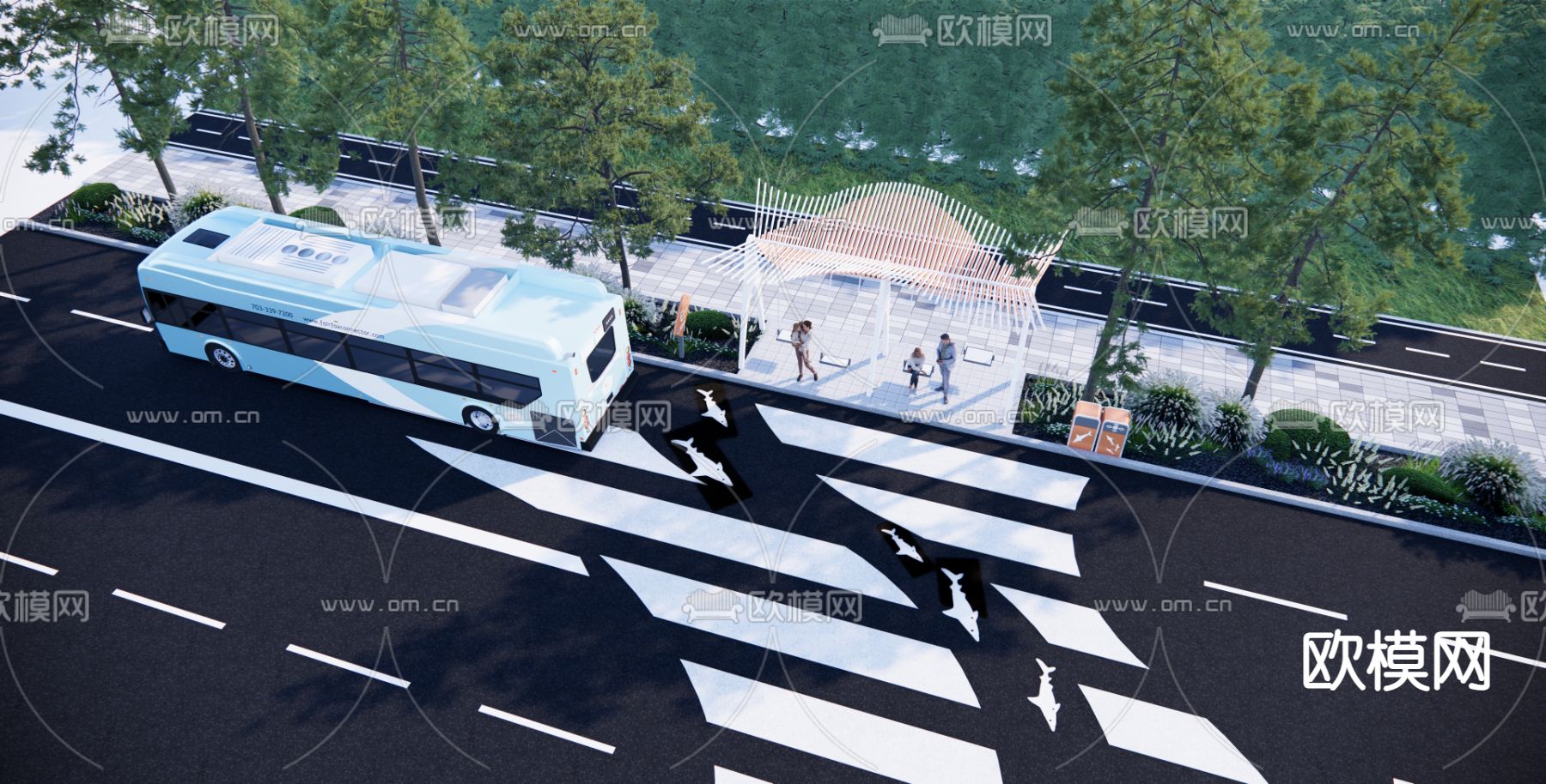 公交站 游客驿站su模型下载（渲染图2）