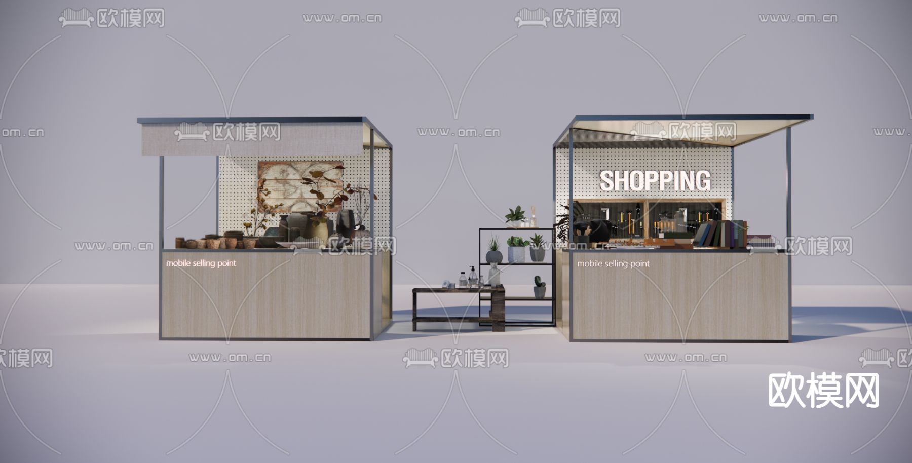 网红集市餐车 网红摊位su模型下载（渲染图4）