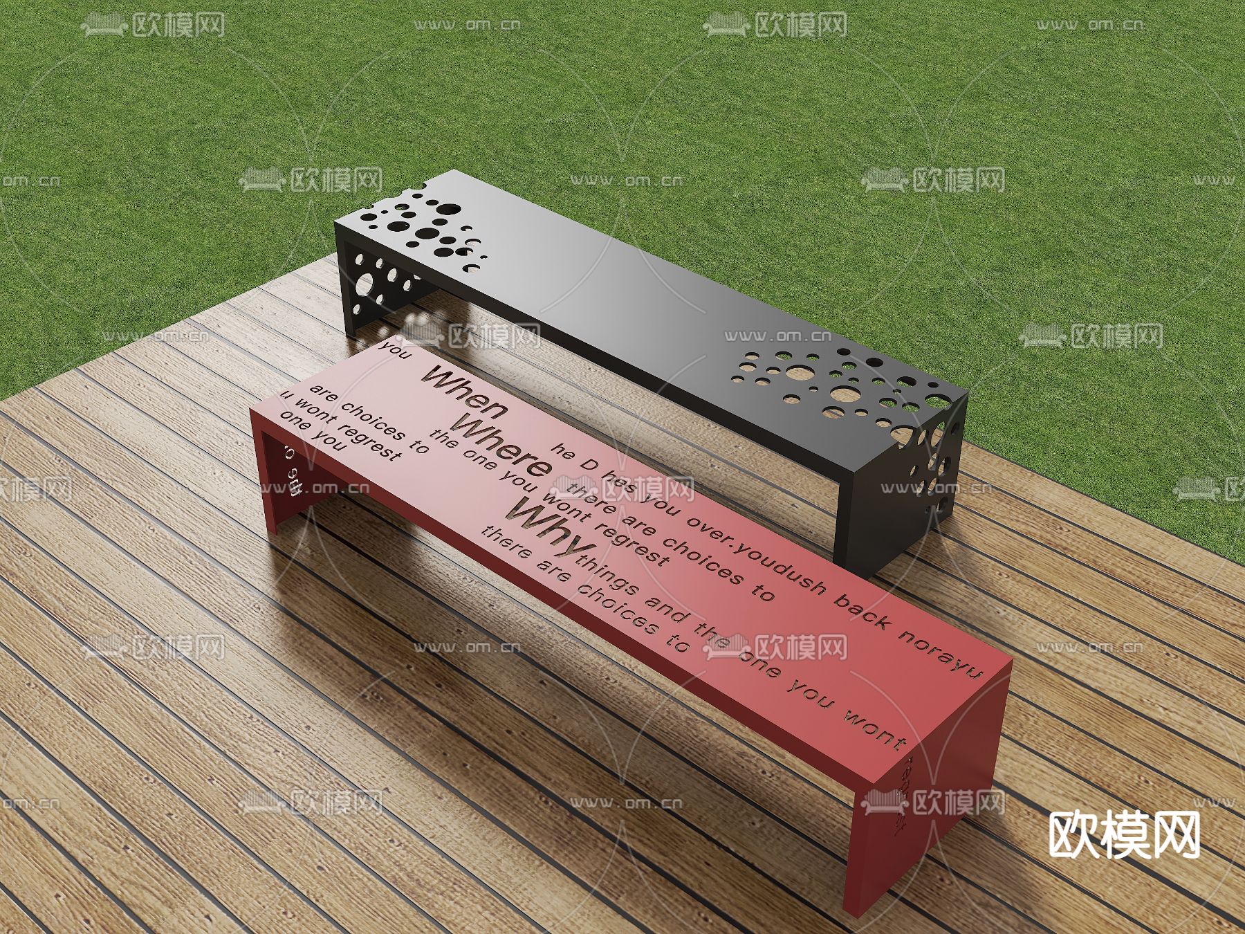 景观座椅 公园座椅su模型下载（渲染图1）