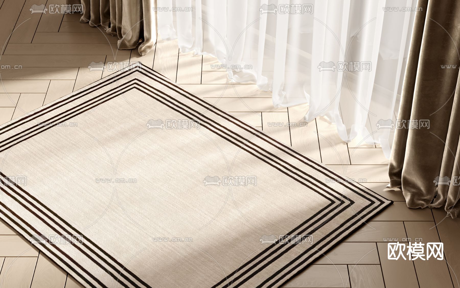现代地毯su模型下载（渲染图1）