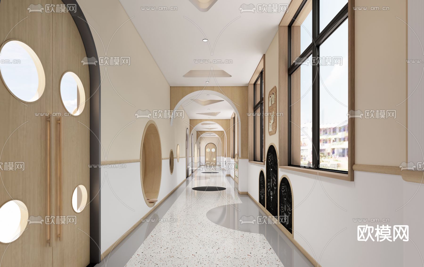 现代幼儿园大厅su模型下载（渲染图2）