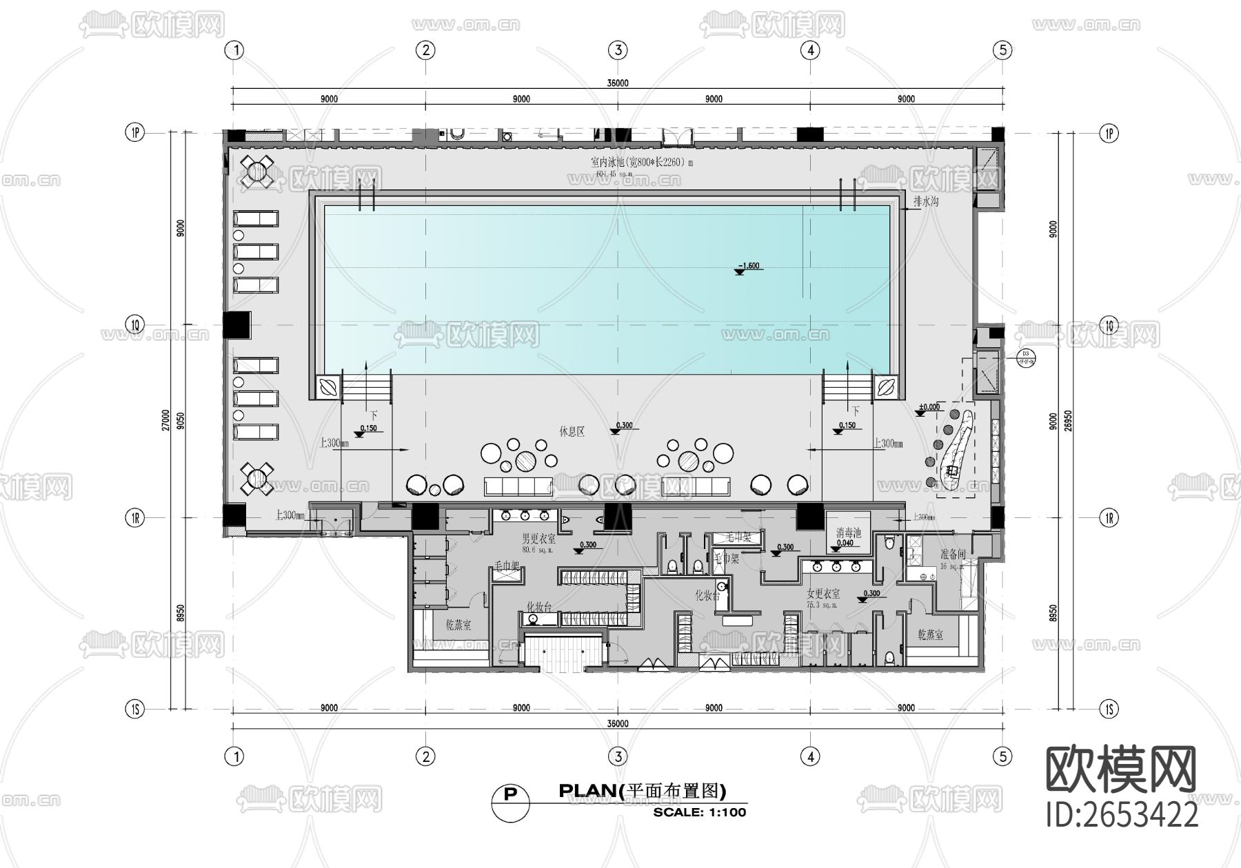 室内游泳池CAD施工图下载（渲染图1）