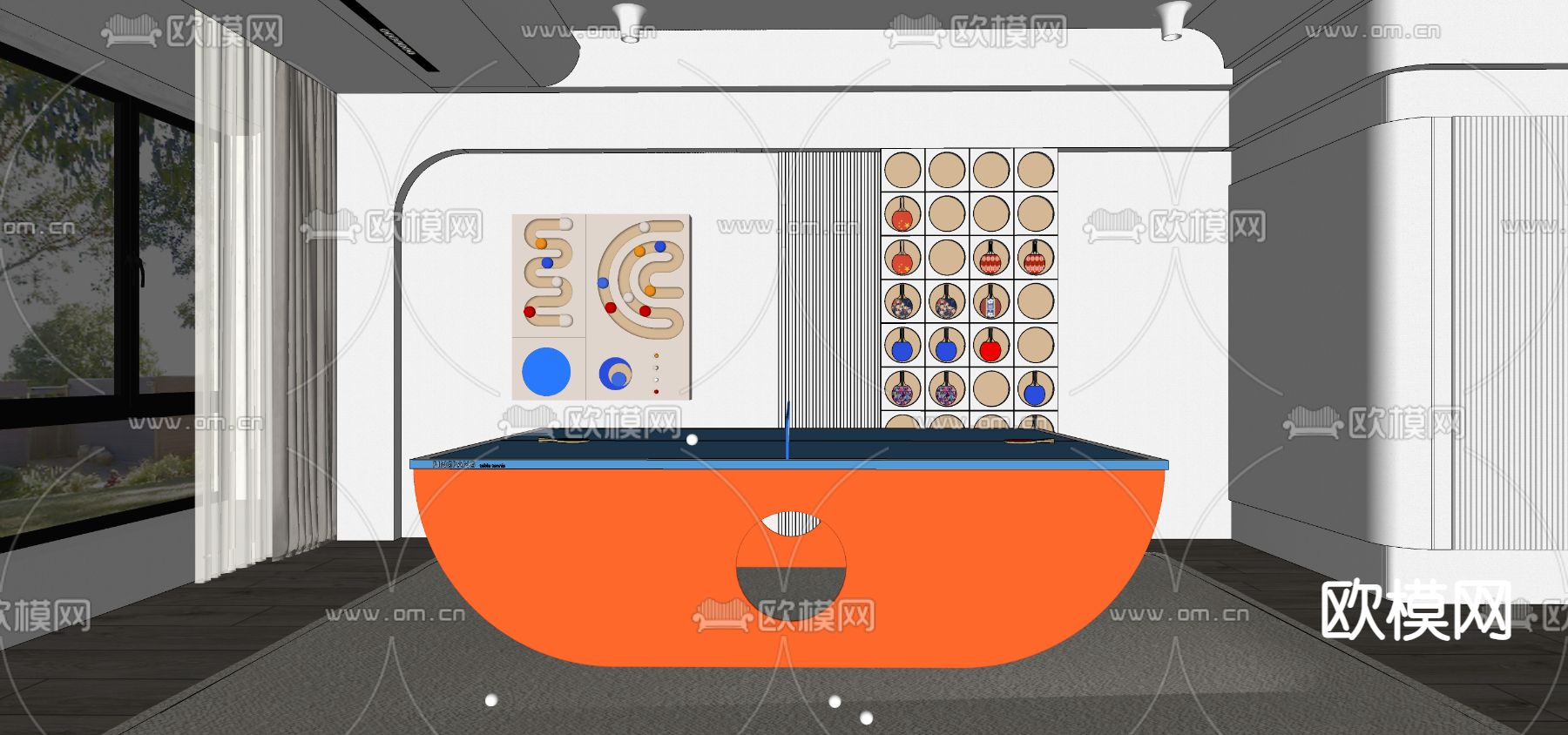 乒乓球台su模型下载（渲染图2）