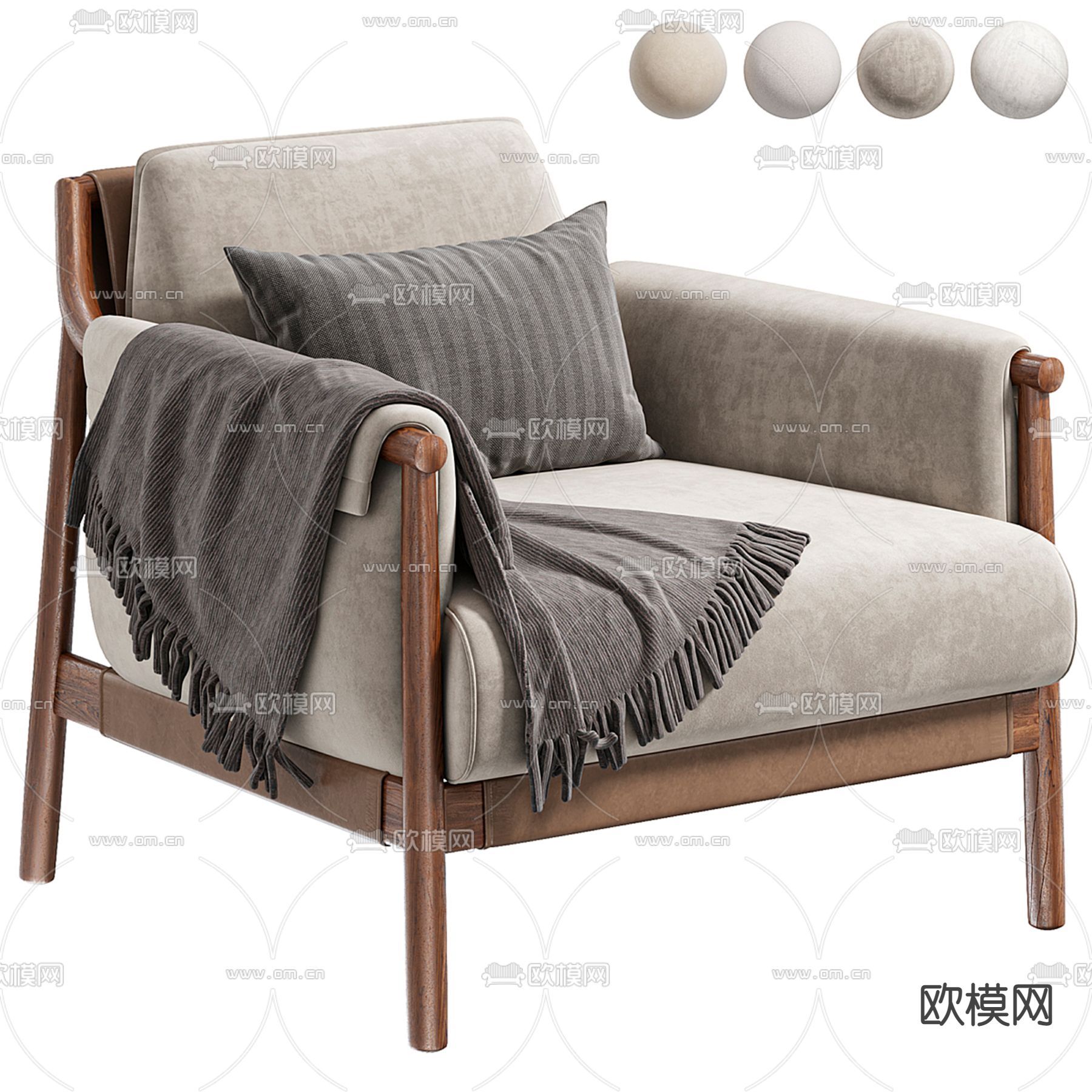 Poltrona  休闲椅3d模型下载（渲染图1）