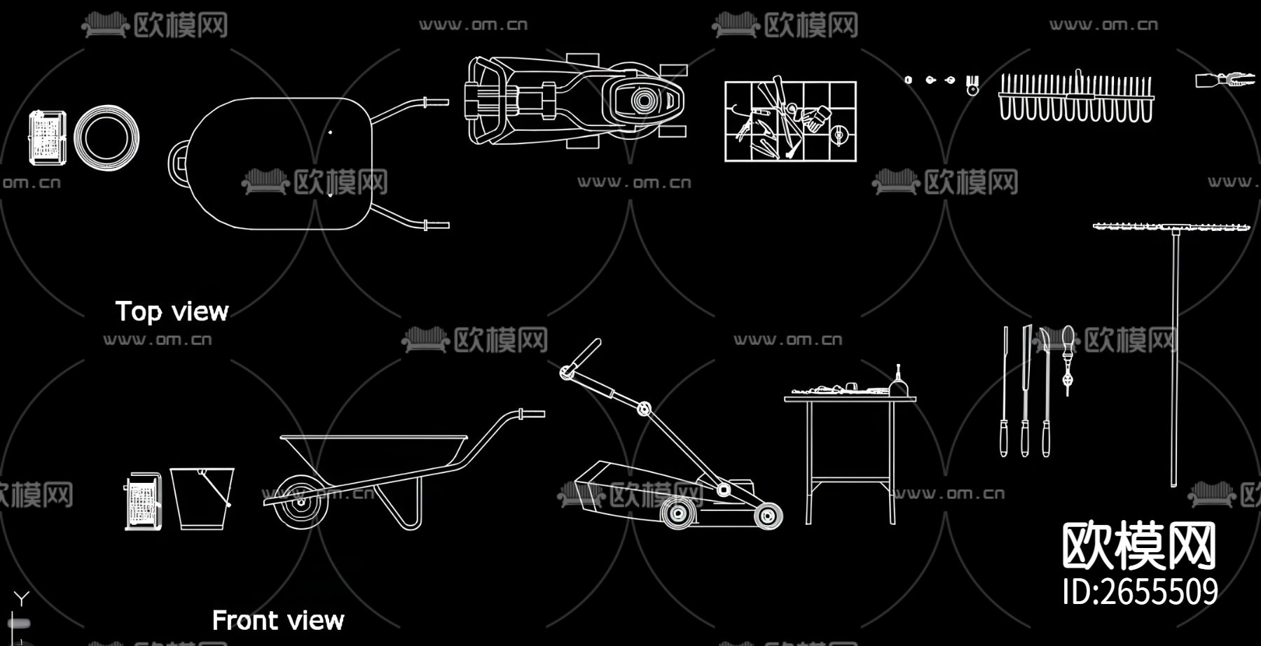 园艺设备cad图库下载（渲染图5）
