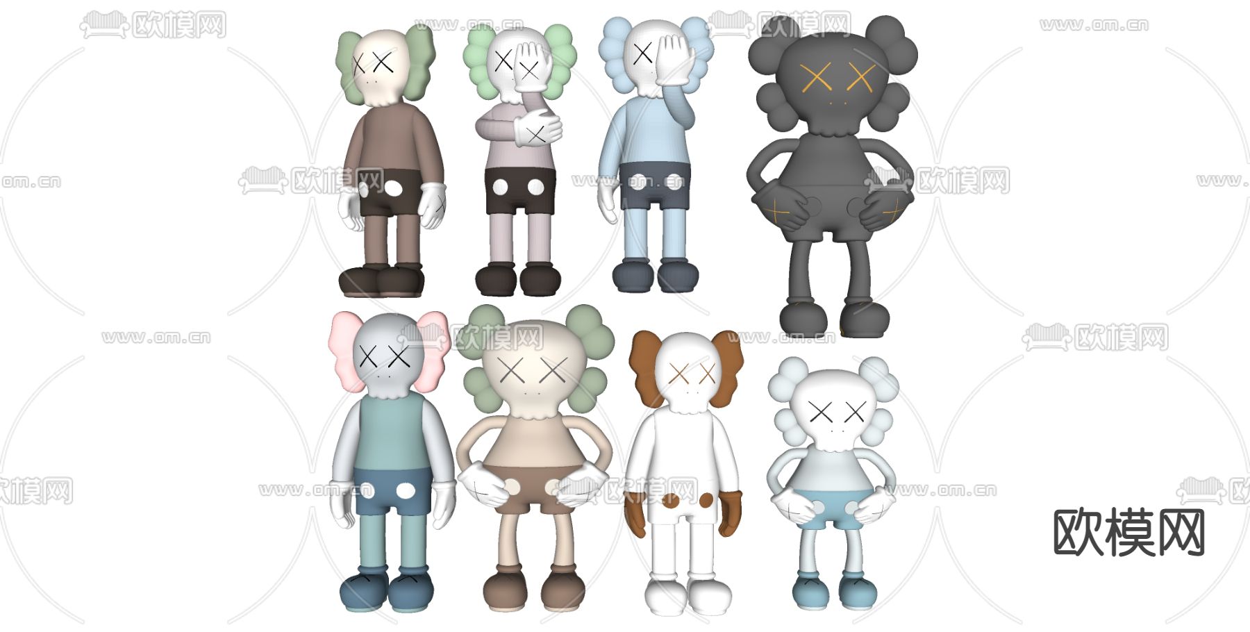 Kaws潮玩手办su模型下载（渲染图1）