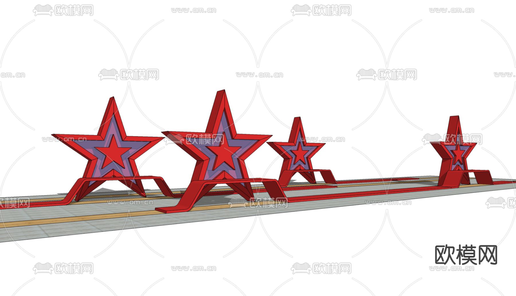 现代党建雕塑su模型下载（渲染图2）