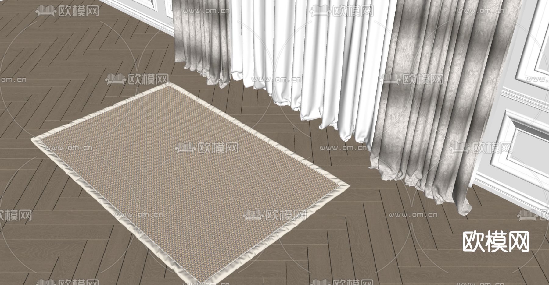 现代地毯su模型下载（渲染图2）
