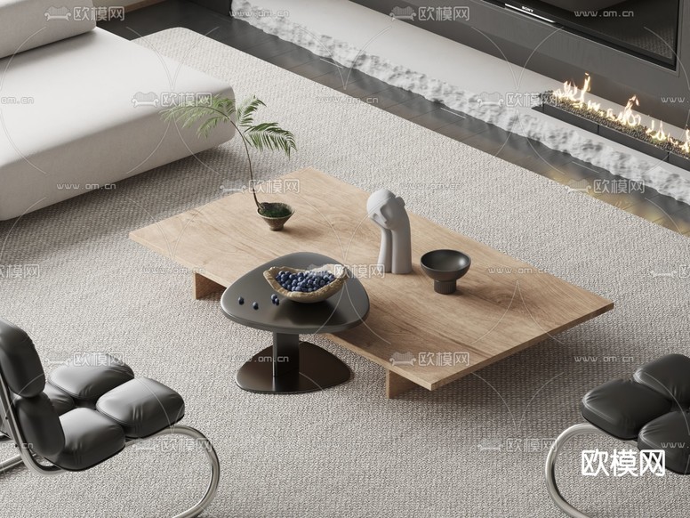 侘寂子母茶几3d模型下载