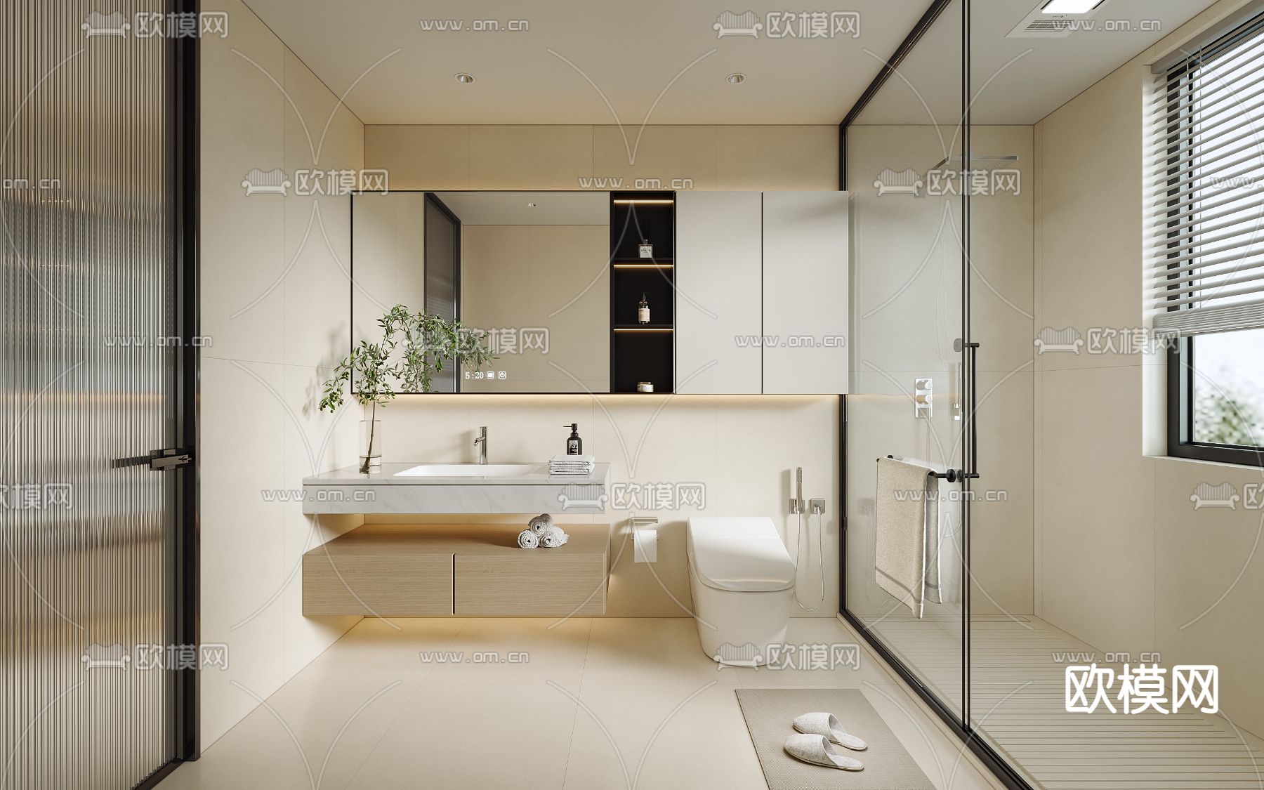 现代卫生间 浴室su模型下载（渲染图1）