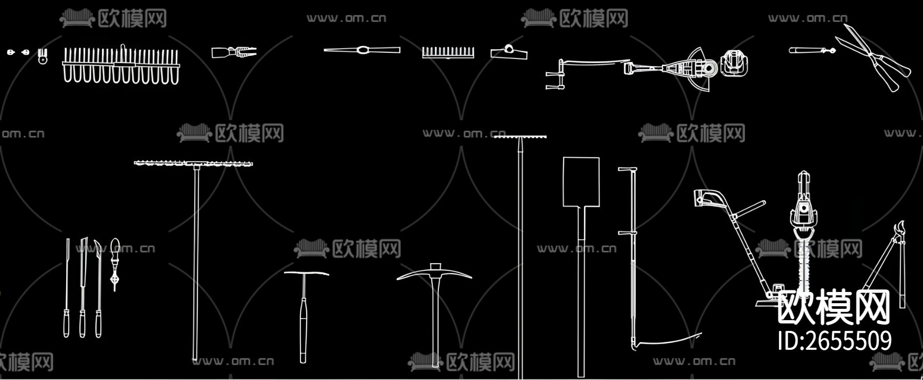 园艺设备cad图库下载（渲染图1）