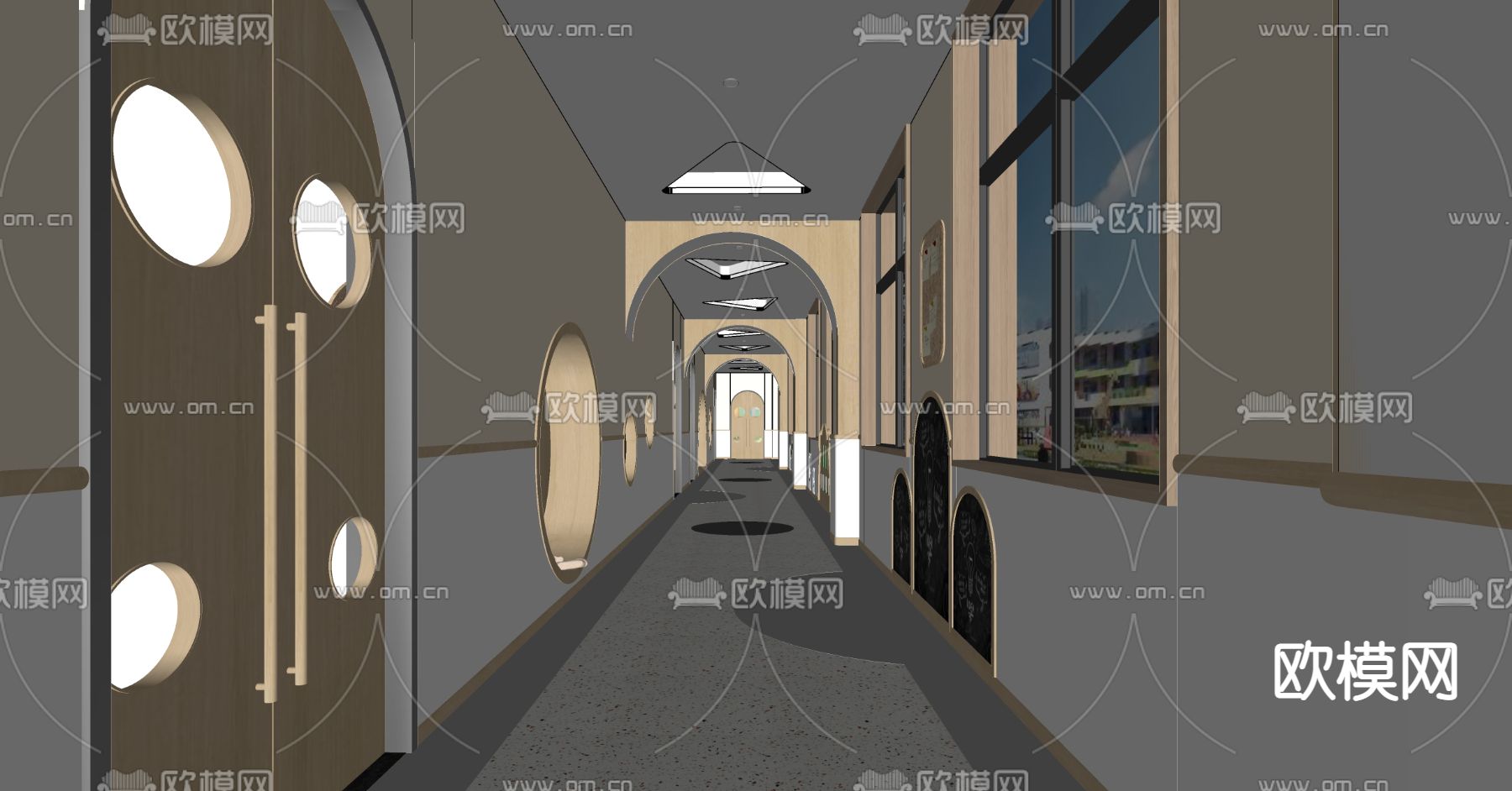 现代幼儿园大厅su模型下载（渲染图4）