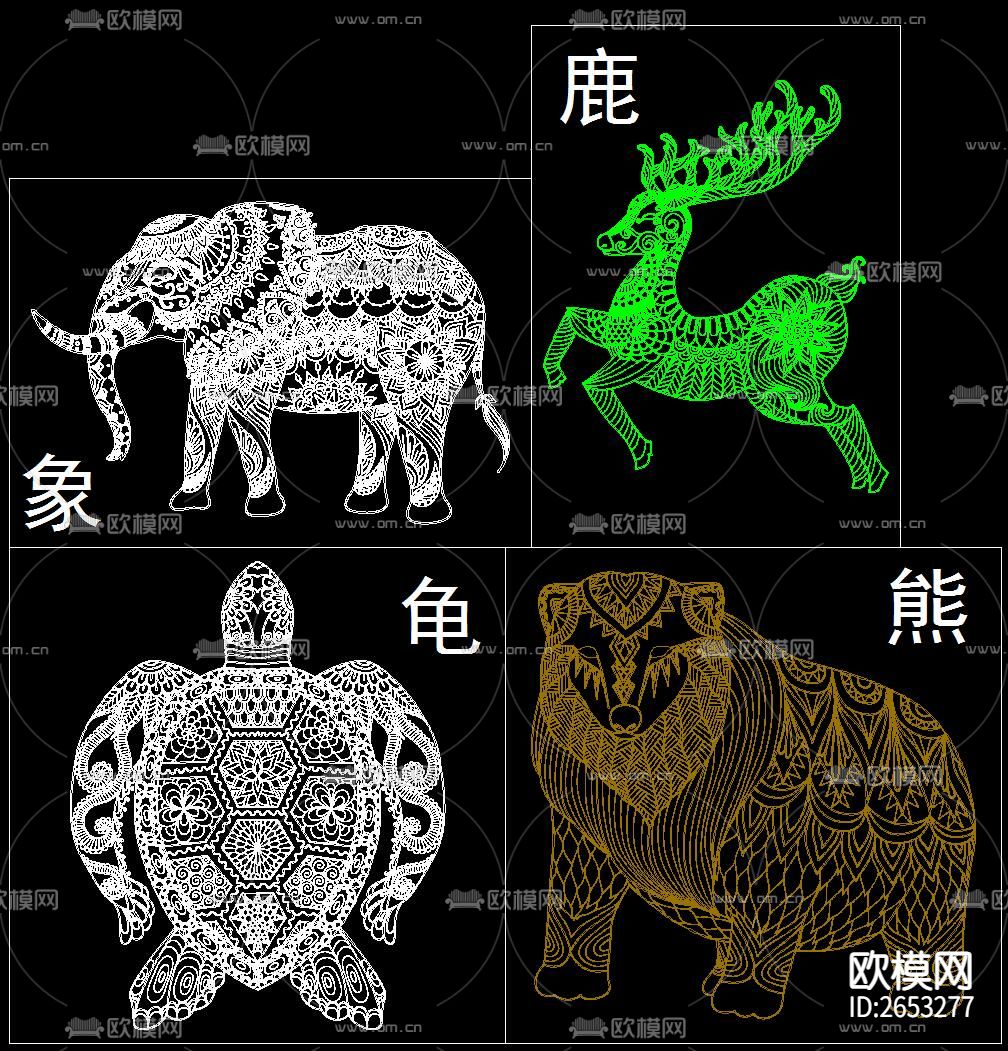 动物雕花CAD图库下载（渲染图5）