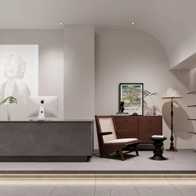  现代服装店 休息区su模型 