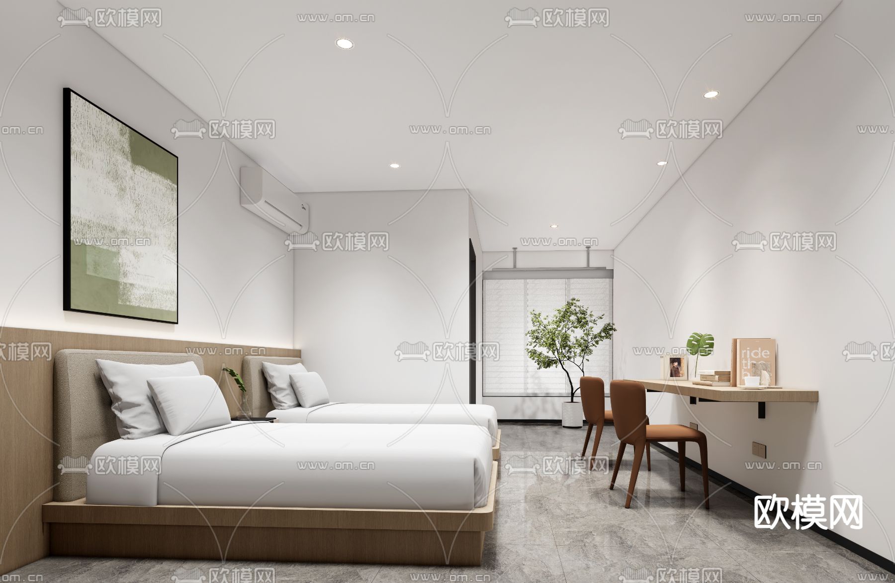 现代员工宿舍 公寓su模型下载（渲染图2）