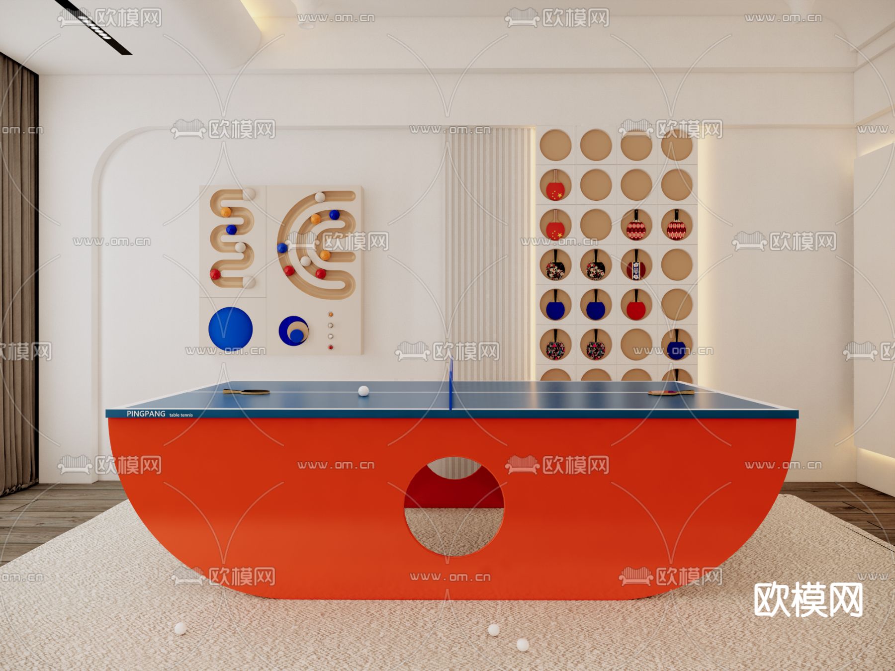 乒乓球台su模型下载（渲染图1）