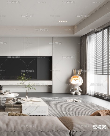 现代客厅3d模型下载(渲染图3)