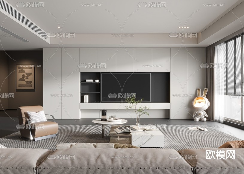 现代客厅3d模型下载(渲染图1)