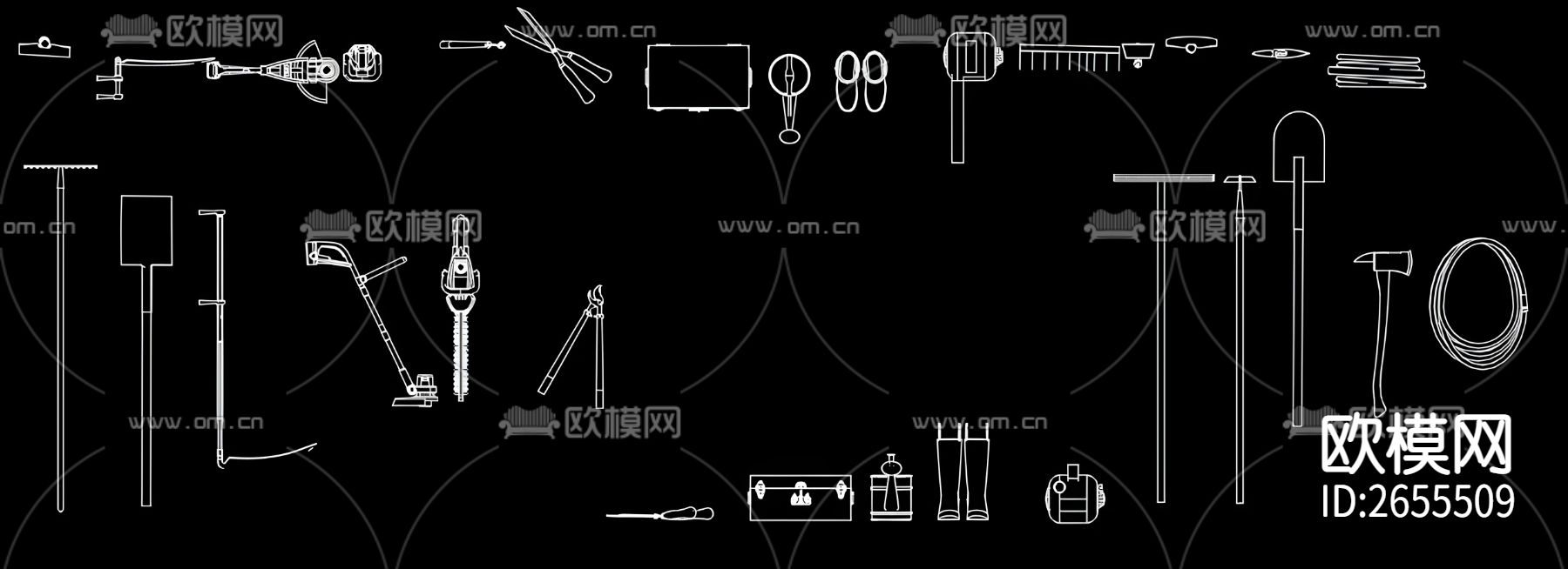 园艺设备cad图库下载（渲染图4）