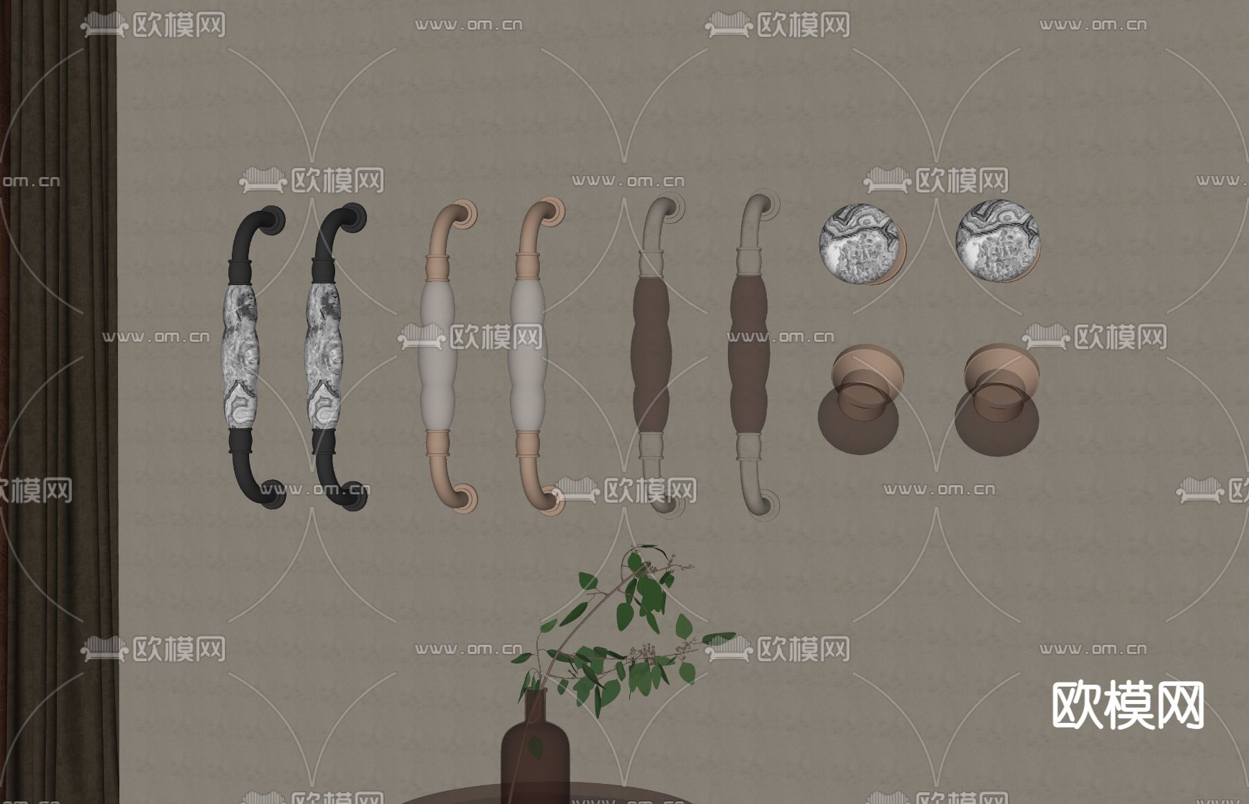 简欧拉手su模型下载（渲染图2）