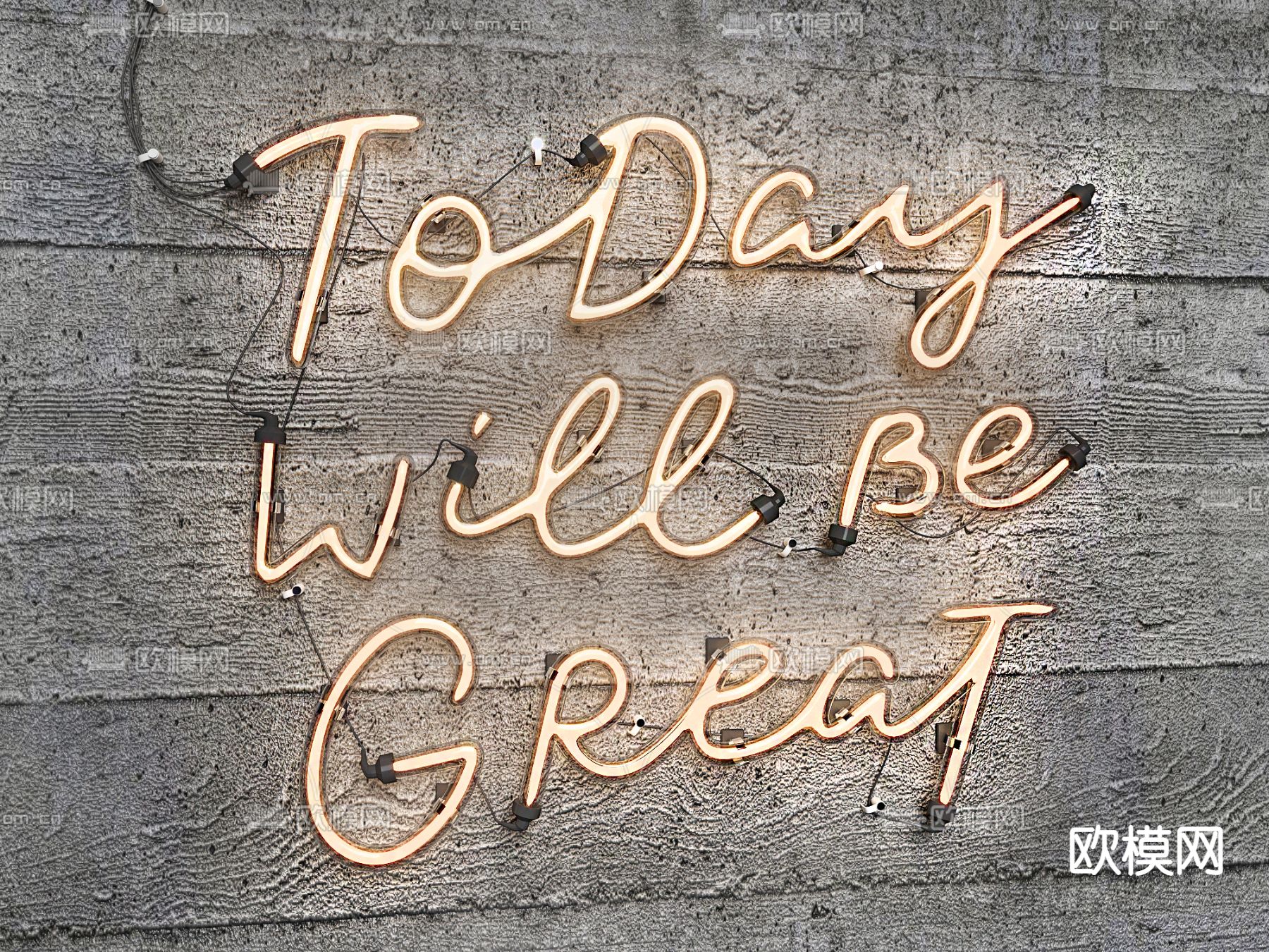 霓虹灯 网红灯 发光字su模型下载（渲染图1）