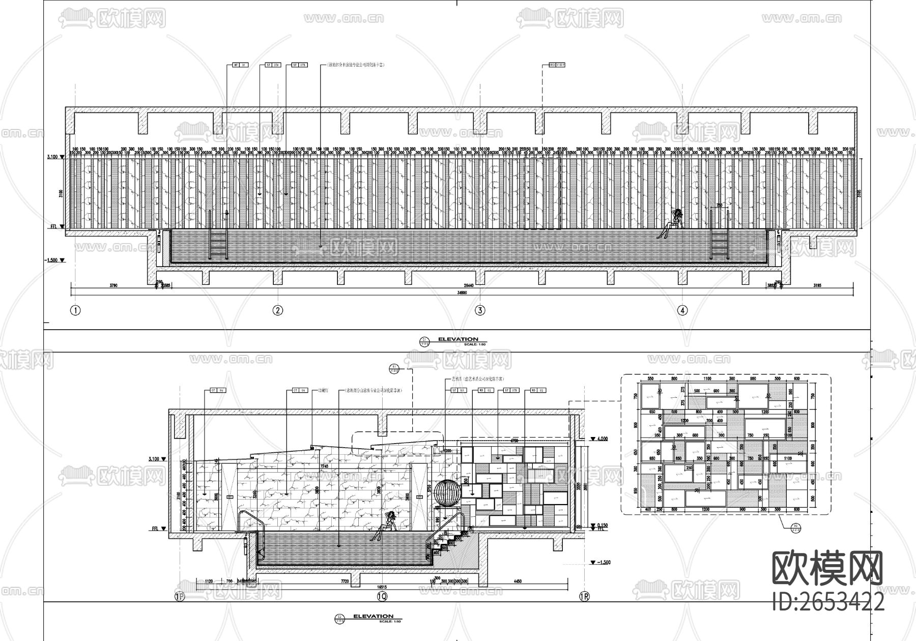 室内游泳池CAD施工图下载（渲染图9）