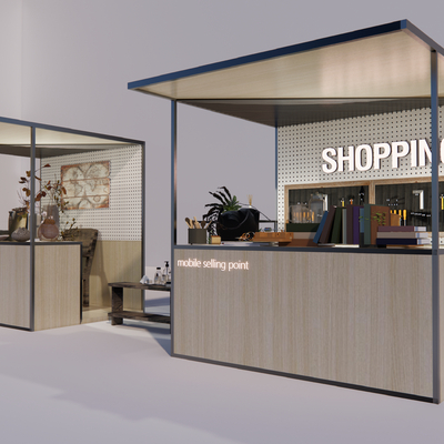  网红集市餐车 网红摊位su模型 