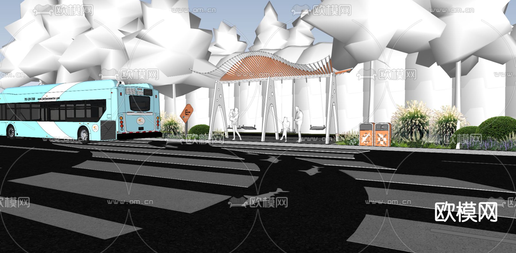 公交站 游客驿站su模型下载（渲染图3）