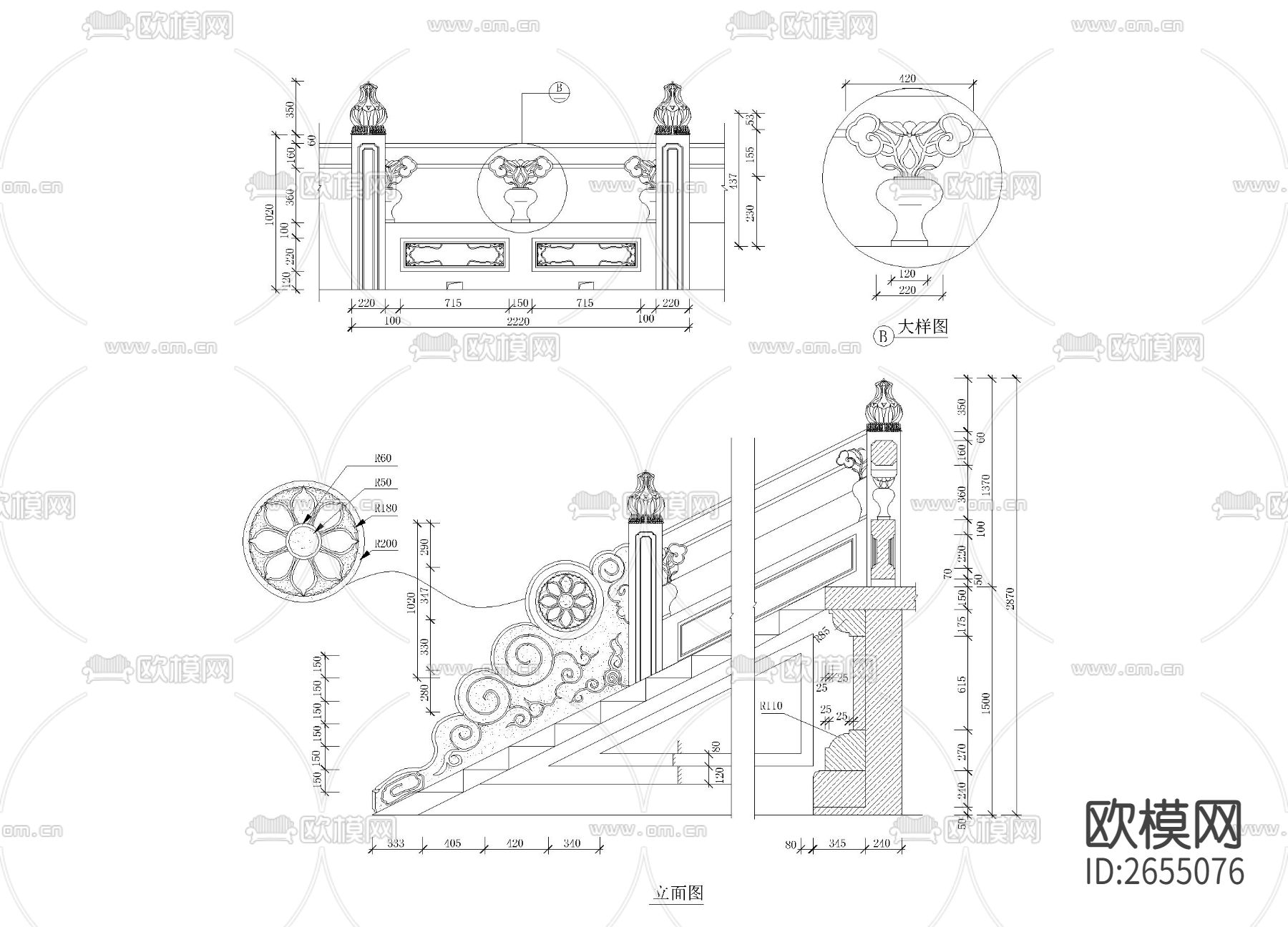 栏杆节点大样下载（渲染图2）
