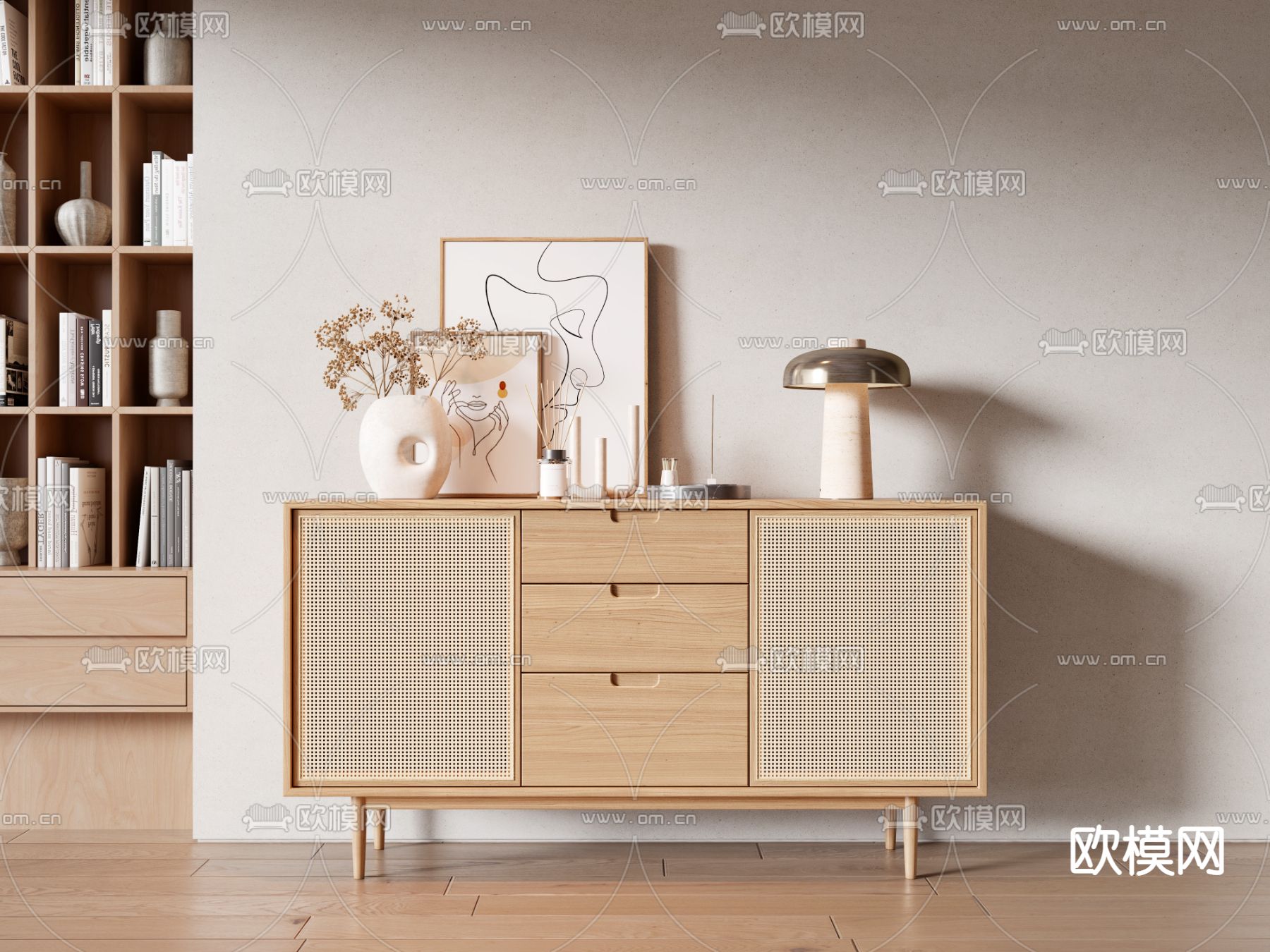 北欧边柜 端景柜 玄关柜3d模型下载