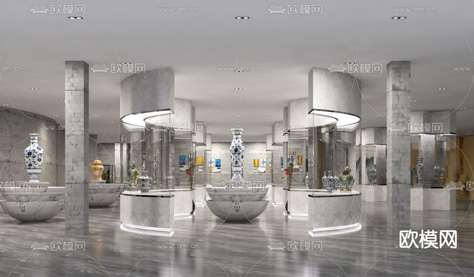 工业风展馆 展厅3d模型下载