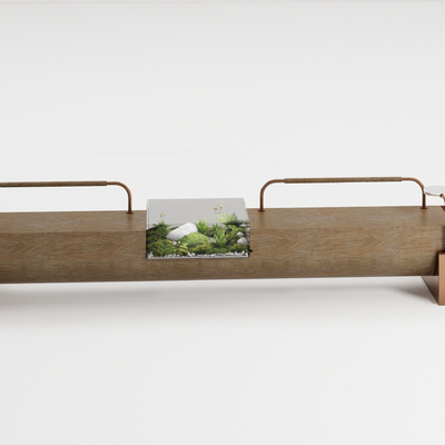  现代户外长凳su模型 