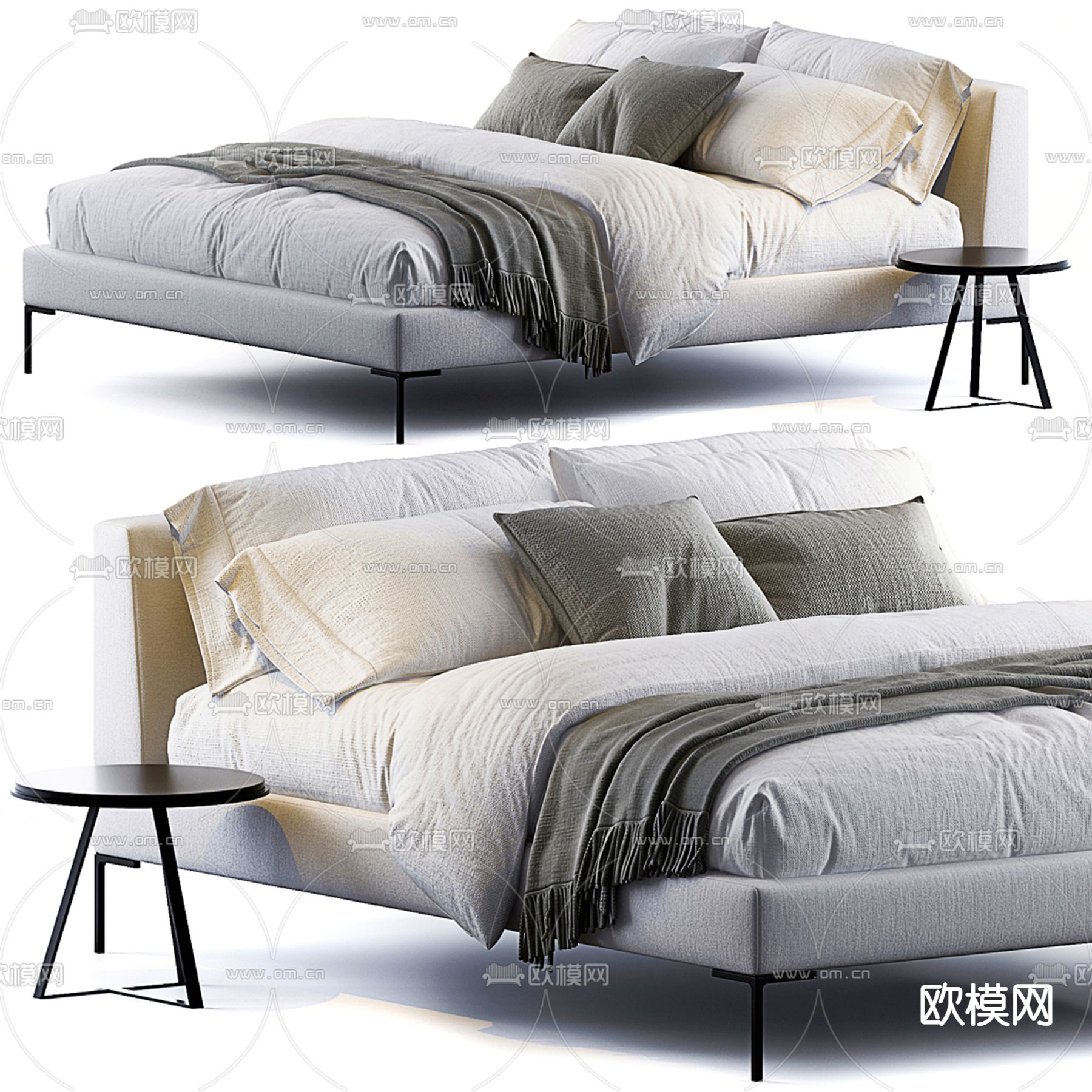 B&B Italia 双人床3d模型下载（渲染图1）