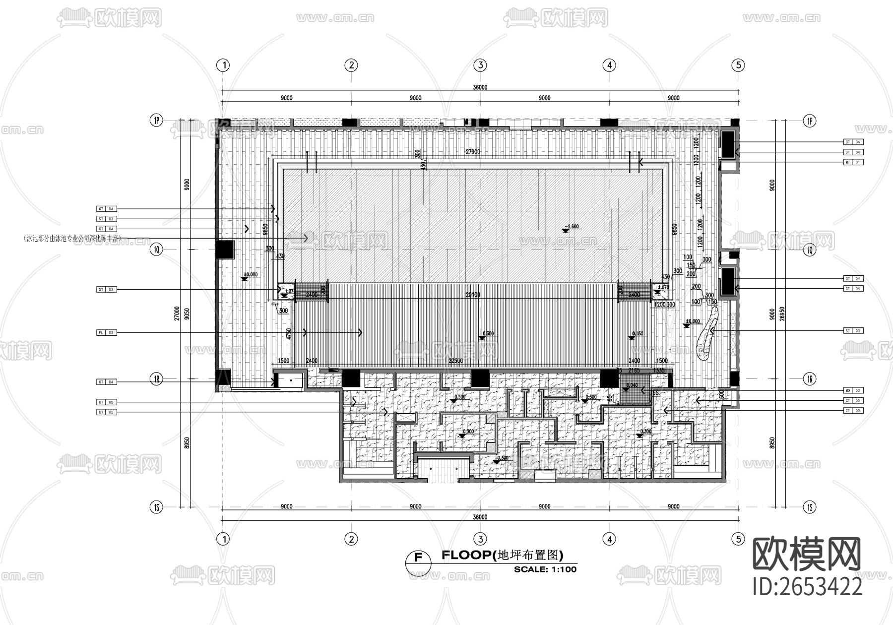 室内游泳池CAD施工图下载（渲染图5）